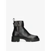 Versace Womens Black Logo-embellished Leather Heeled Ankle Boots Eur 38.5 / 5.5 Uk In Black