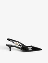 Versace Womens Black Medusa 40 Patent-leather Slingback Courts Eur 37 / 4 Uk In Black