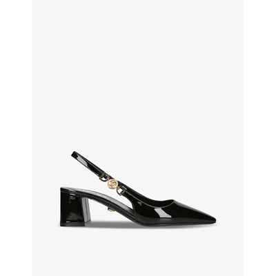 Versace Womens Black Medusa 55 Patent-leather Slingback Courts