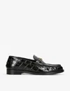 Versace Womens Black Medusa Croc-embossed Leather Loafers