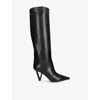 Versace Womens Black V2025 85 Leather Heeled Knee-high Boots Eur 39 / 6 Uk