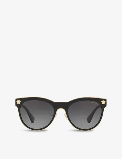 VERSACE WOMENS BLACK VE2198 PHANTOS-FRAME METAL POLARISED SUNGLASSES,16992171