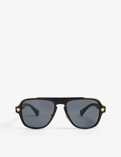 Versace Ve2199 Square-framed Metal Sunglasses In Black