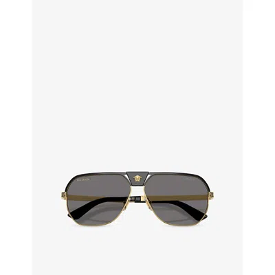 Versace Ve2294 Square-frame Metal Sunglasses In Multi