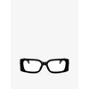 Versace Medusa-plaque Rectangle-frame Glasses In Black