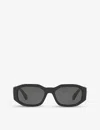 Versace Womens Black Ve4361 Rectangle Frame Acetate Sunglasses In Black