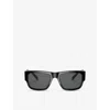 Versace Womens Ve4406 Rectangle-frame Acetate Sunglasses Black In Black