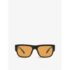 Versace Ve4406 Rectangular-frame Acetate Polarised Sunglasses In Black