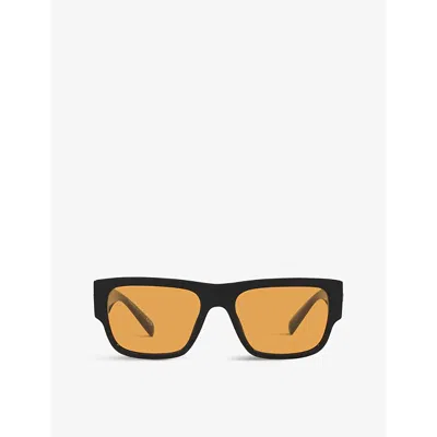 Versace Ve4406 Rectangular-frame Acetate Polarised Sunglasses In Black