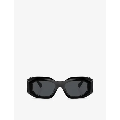 Versace Womens Black Ve4425u Maxi Medusa Oval-frame Nylon Sunglasses