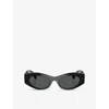 Versace Womens Black Ve4480u Oval-frame Acetate Sunglasses In Black