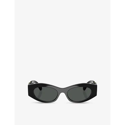 Versace Womens Black Ve4480u Oval-frame Acetate Sunglasses