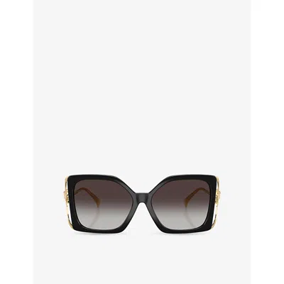 Versace Womens Black Ve4502u Square-frame Injected Sunglasses In Brown