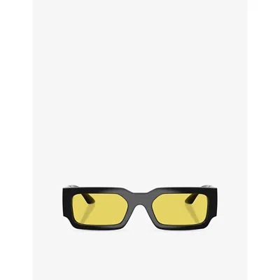 Versace Womens Black Ve4506u Rectangle-frame Acetate Sunglasses