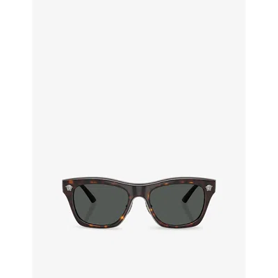 VERSACE WOMENS BROWN VE2272 RECTANGLE-FRAME TORTOISESHELL ACETATE SUNGLASSES