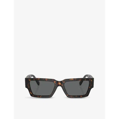 VERSACE WOMENS VE4459 RECTANGULAR-FRAME TORTOISESHELL ACETATE SUNGLASSES BROWN