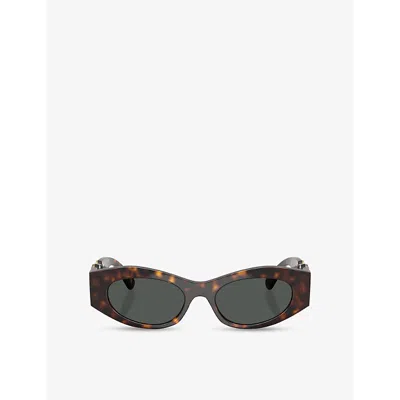 VERSACE WOMENS BROWN VE4480U OVAL-FRAME TORTOISESHELL ACETATE SUNGLASSES