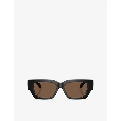 Versace Womens Brown Ve4497u Square-frame Injected Sunglasses In Black