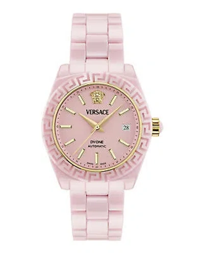 Pre-owned Versace Womens Dv One Pink Ceramic 40mm Bracelet Fashion Watch
