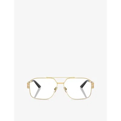 VERSACE WOMENS GOLD VE1302 IRREGULAR-FRAME METAL OPTICAL GLASSES