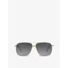 Versace Womens Gold Ve2174 Polarised Square-frame Steel Sunglasses In Gray