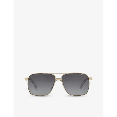 Versace Womens Gold Ve2174 Polarised Square-frame Steel Sunglasses In Gray