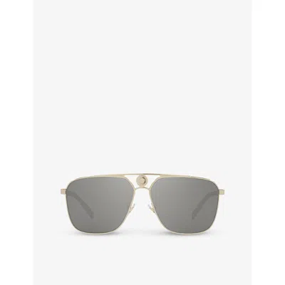 Versace Womens Gold Ve2238 Aviator-frame Glass And Metal Sunglasses