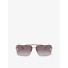 Versace Pink Gradient Flash Mirror Rectangular Ladies Sunglasses Ve2245 100258 60 In Brown