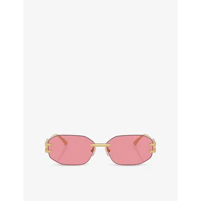 VERSACE WOMENS GOLD VE2274 IRREGULAR-FRAME METAL SUNGLASSES