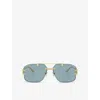 Versace Womens  Ve2275 Irregular-frame Metal Sunglasses In Gold