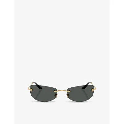 Versace Womens Ve2279 Rectangle-frame Metal Sunglasses Gold
