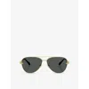 Versace Womens Gold Ve2283 Aviator-frame Metal Sunglasses