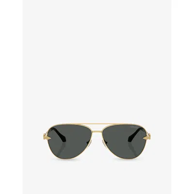 Versace Womens Gold Ve2283 Aviator-frame Metal Sunglasses