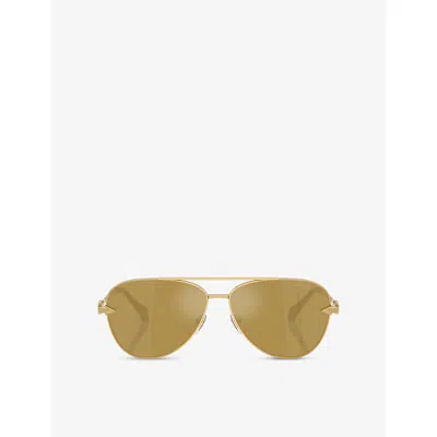 Versace Womens Gold Ve2283 Aviator-frame Metal Sunglasses