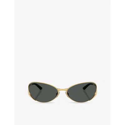 Versace Womens Gold Ve2285 Oval-frame Metal Sunglasses