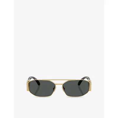 Versace Womens Gold Ve2287 Irregular-frame Metal Sunglasses In Multi
