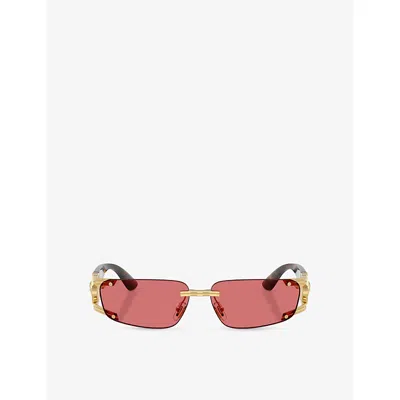 Versace Womens Gold Ve2291 Rectangular-frame Metal And Acetate Sunglasses