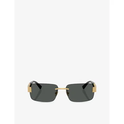 Versace Womens Gold Ve2298 Rectangle-frame Metal Sunglasses In Multi