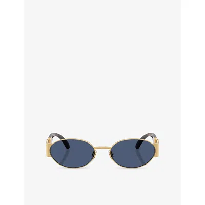 Versace Ve2299 Oval-frame Metal Sunglasses In Gold