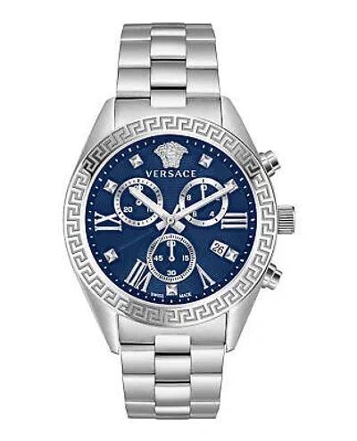 Pre-owned Versace Womens Greca Chrono Stainless Steel 40mm Bracelet Fashion Watch