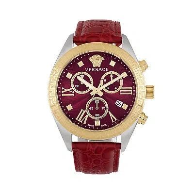 Pre-owned Versace Womens Greca Chrono Two Tone 40mm Strap Fashion Watch