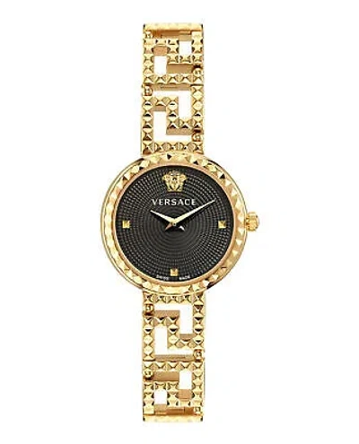 Pre-owned Versace Womens Greca Goddess Gold 28mm Bracelet Fashion Watch