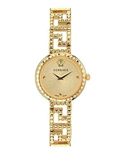 Pre-owned Versace Womens Greca Goddess Gold 28mm Bracelet Fashion Watch