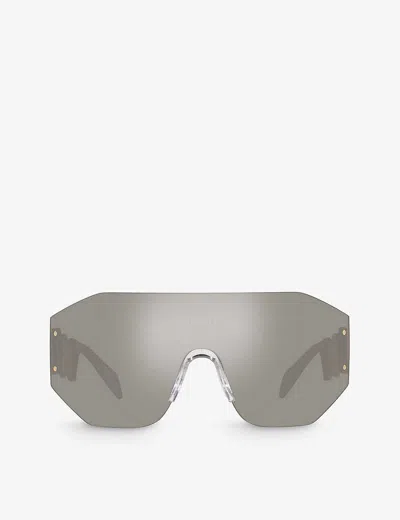 Versace Womens Grey Ve2258 Irregular-frame Branded-arm Acetate Sunglasses