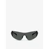 Versace Womens Grey Ve2280 Shield-frame Metal Sunglasses