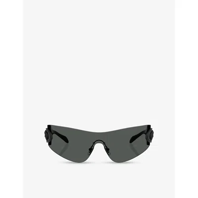 Versace Womens Grey Ve2280 Shield-frame Metal Sunglasses