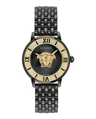 Pre-owned Versace Womens La Medusa Ip Black 38mm Bracelet Fashion Watch