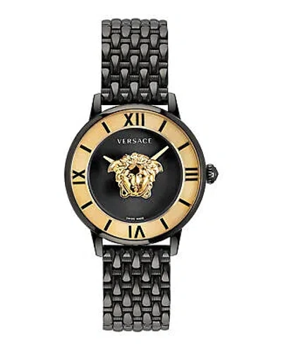 Pre-owned Versace Womens La Medusa Ip Black 38mm Bracelet Fashion Watch