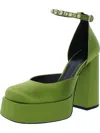 Versace Medusa Head Charm Satin Platform Pumps In Green