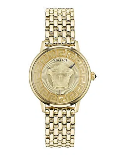 Pre-owned Versace Womens Medusa Alchemy Ip Yellow Gold 38mm Bracelet Fashion Watch